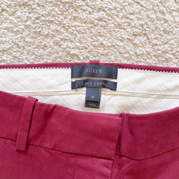 NWOT maroon J crew Cafe Capri pants size 0 - Picture 2 of 14